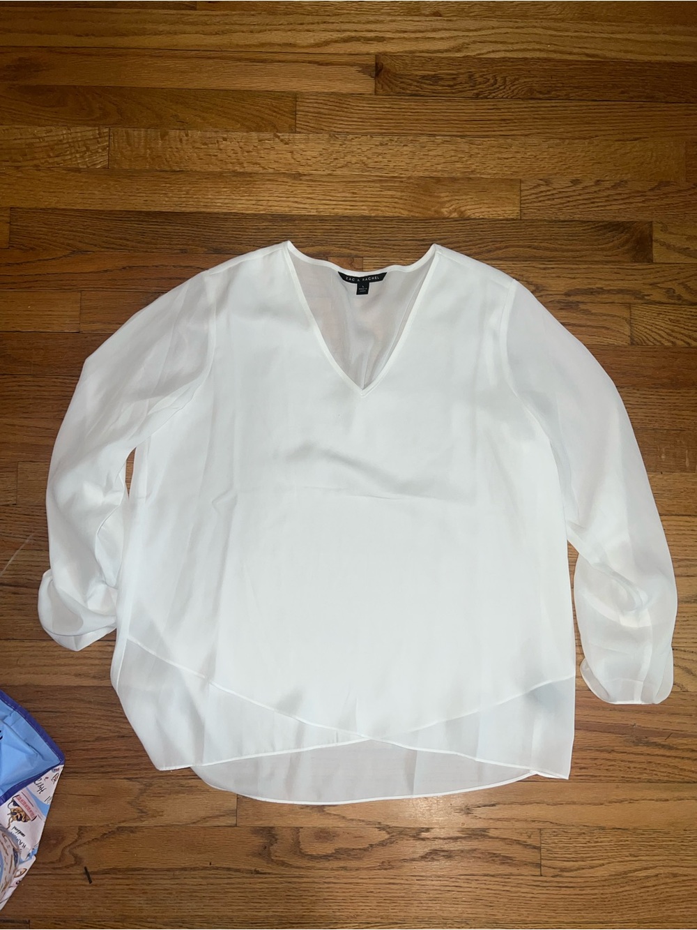 Zac & Rachel White Layered V-Neck Chiffon Blouse